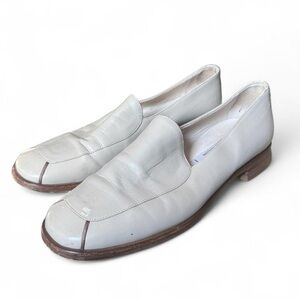 90s Georgio Armani light beige leather preppy loafers size 37